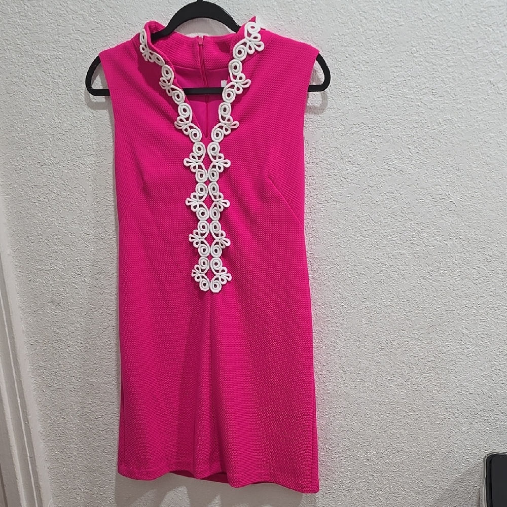 ELLE Pink Sleeveless Dress with White Lace Detail